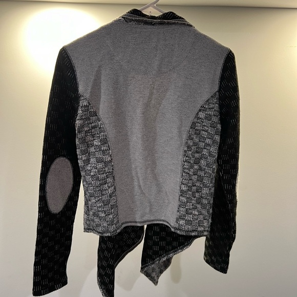 Anthropologie Saturday Sunday Luci Black Gray Knit Waterfall Cardigan - Picture 9 of 11